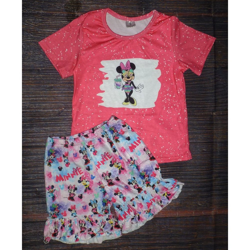 Boutique Minnie Mouse Girls Shorts Outfit Set